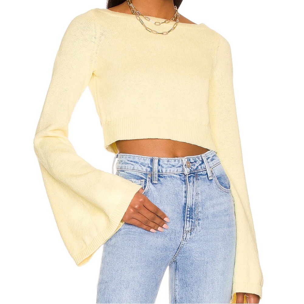 NWT!! REVOLVE Pastel Yellow Kerrigan Cropped Sweater
